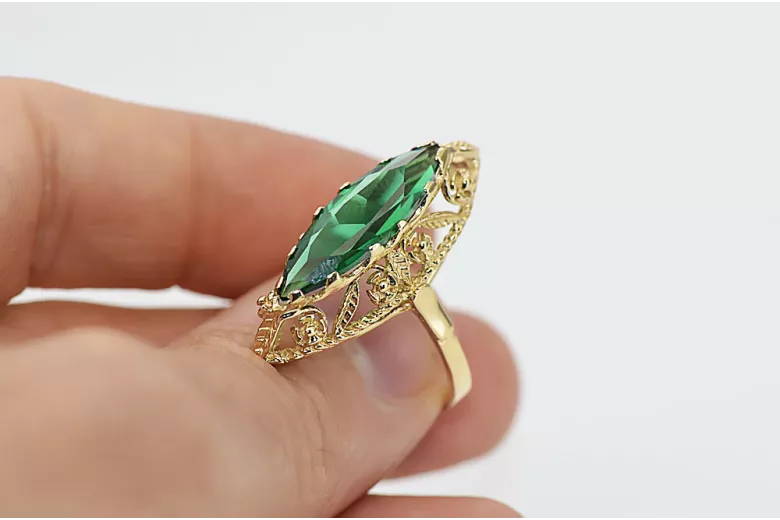 Inel Vintage Smarald Aur galben 14K vrc005y